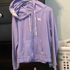Purple PINK zip up hoodie. Size Large.